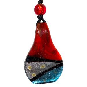 Handmade Necklace 14" Dichroic Pendant Glass Bead